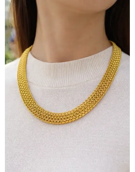 22 Ayar Altın Kolye Bismark Örgü Modeli 20.61 GR