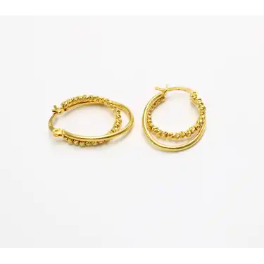 14 Ayar 2 Halkalı Dorikalı Küpe