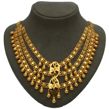 14 Ayar 3 Sıralı Kişnişli Kolye