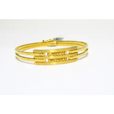 14 Ayar Altın 3 Sıralı Dorikalı Kaburga Kelepçe Bilezik 9.70 GR