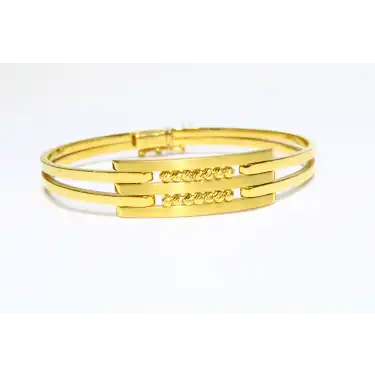 14 Ayar Altın 3 Sıralı Dorikalı Kaburga Kelepçe Bilezik 9.75 GR