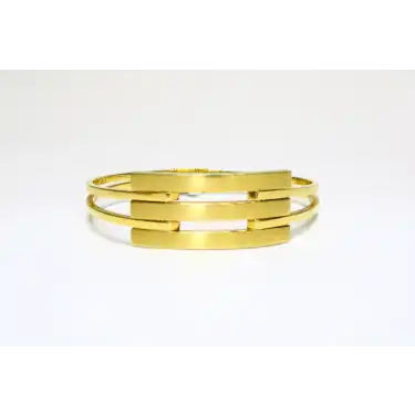 14 Ayar Altın 3 Sıralı Kaburga Kelepçe Bilezik 12.16 GR