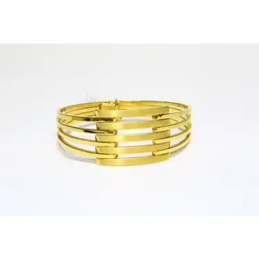 14 Ayar Altın 5 Sıralı Kaburga Kelepçe Bilezik 15.10 GR