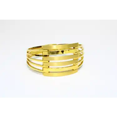 14 Ayar Altın 6 Sıralı Kaburga Kelepçe Bilezik 18.06 GR