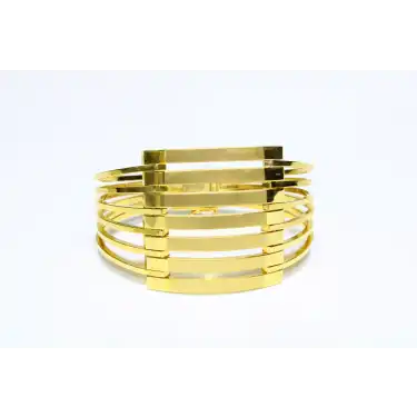 14 Ayar Altın 7 Sıralı Kaburga Kelepçe Bilezik 21.85 GR