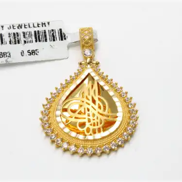 14 Ayar Ayna Tasarım Taşlı Kolye Ucu