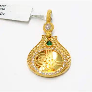 14 Ayar Aynalı Taşlı Kolye Ucu