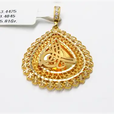 14 Ayar Aynalı Tuğra Kolye Ucu