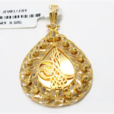 14 Ayar Başak Desenli Dorika Kolye Ucu