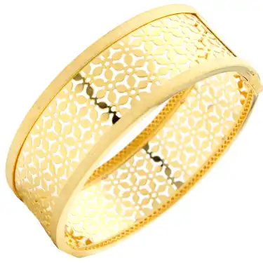 14 Ayar Çiçek Desen Kelepçe Bilezik