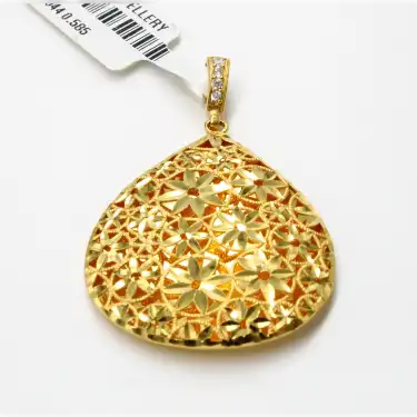 14 Ayar Damla model Çiçek Desenli Kolye Ucu