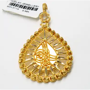 14 Ayar Damla Tasarım Dorikalı Kolye Ucu