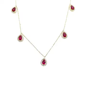 14 Ayar Damla Taşlı Minimal Kolye