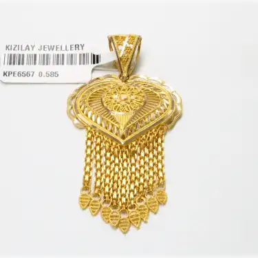 14 Ayar Desenli Hint kolye Ucu