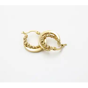 14 Ayar Dorikalı 2 Halkalı Küpe