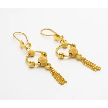 14 Ayar Dorikalı Püsküllü Küpe