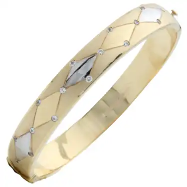 14 Ayar Düz Taşlı Kelepçe Bilezik