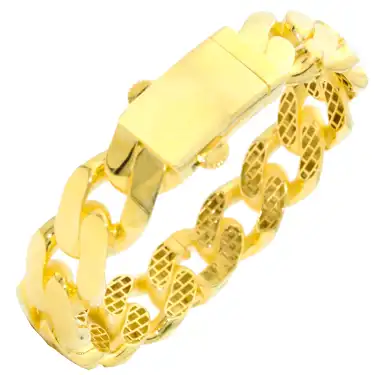 14 Ayar Gurmet Parlak Kelepçe Bilezik