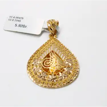 14 Ayar Hafif Desenli kolye Ucu