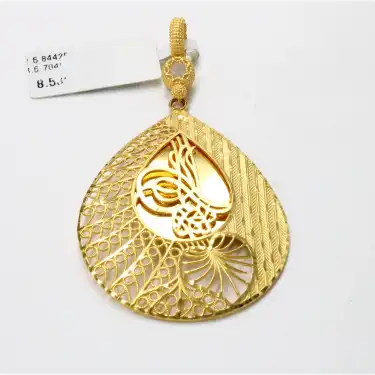 14 Ayar Kalp Desenli Tuğralı kolye Ucu