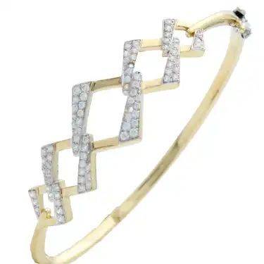 14 Ayar Kare Taşlı Kelepçe Bilezik