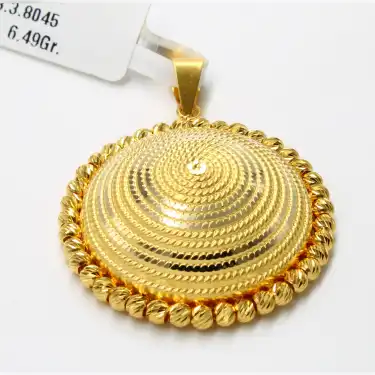 14 Ayar Kubbe Tasarım Dorikalı Kolye Ucu