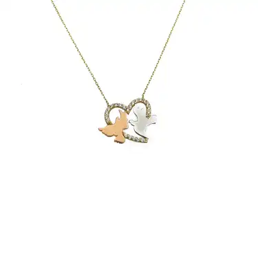 14 Ayar Kuş Minimal Kolye