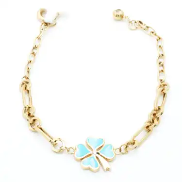 14 Ayar Mavi Yonca Bileklik