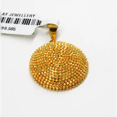 14 Ayar Oval Dorika Tasarım Kolye Ucu