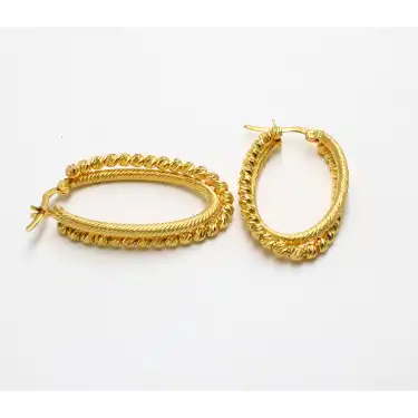 14 Ayar Oval Dorikalı Küpe