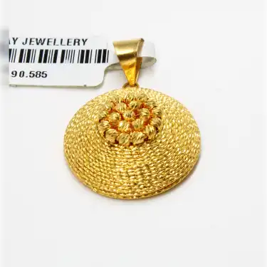 14 Ayar Oval Tasarım Dorikalı Kolye Ucu