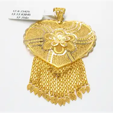 14 Ayar Papatya Desenli Hint Kolye Ucu