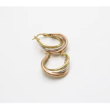 14 Ayar Rose gold yeşil Renk Halkalı Küpe