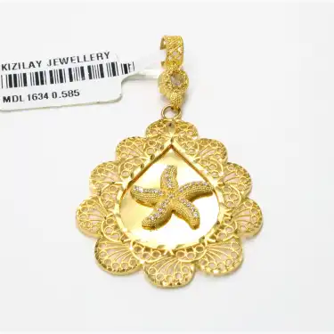 14 Ayar Saray Tasarım Taşlı Kolye Ucu