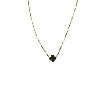 14 Ayar Siyah Yonca Minimal Kolye