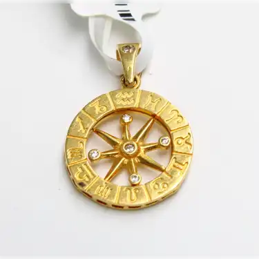 14 Ayar Taşlı Antik Tasarım Kolye Ucu