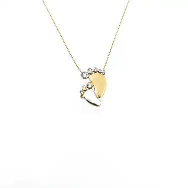 14 Ayar Taşlı Ayak Izi Minimal Kolye
