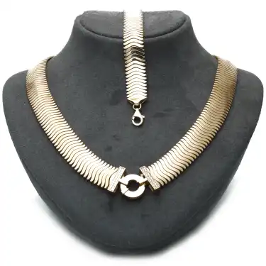 14 Ayar Taşlı Balık Sırtı Set