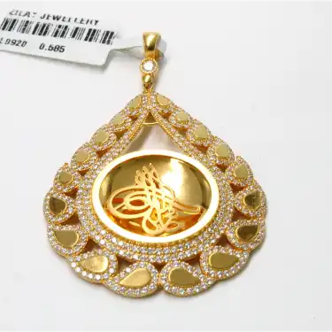 14 Ayar Taşlı Başaklı Kolye Ucu