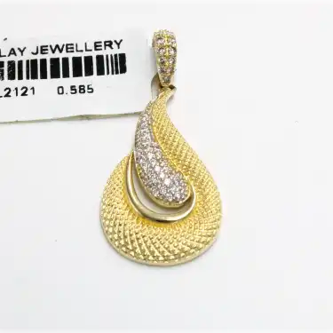 14 Ayar Taşlı Damla Model Kolye Ucu