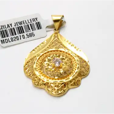 14 Ayar Taşlı Desenli Kolye Ucu