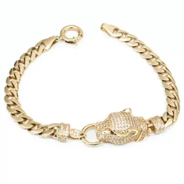 14 Ayar Taşlı Jaguar Bileklik