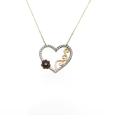 14 Ayar Taşlı Kalp Minimal Kolye