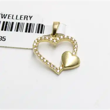 14 Ayar Taşlı Kalp Model Kolye Ucu