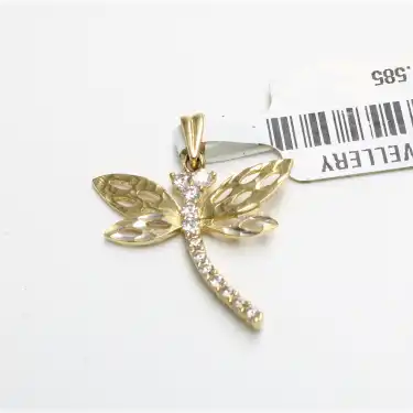 14 Ayar Taşlı Kelebek Kolye Ucu