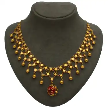 14 Ayar Taşlı Kişniş Kolye