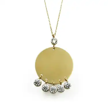 14 Ayar Taşlı Obje Minimal Kolye