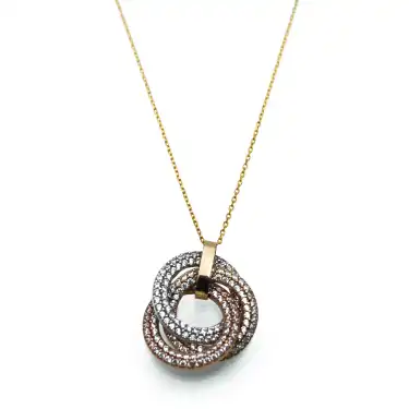 14 Ayar Taşlı Oval Minimal Kolye