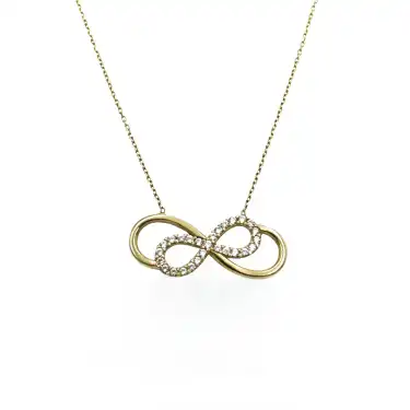 14 Ayar Taşlı Sonsuzluk Minimal Kolye