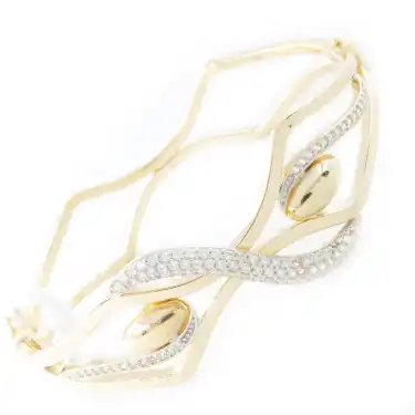 14 Ayar Taşlı Tasarım Kelepçe Bilezik